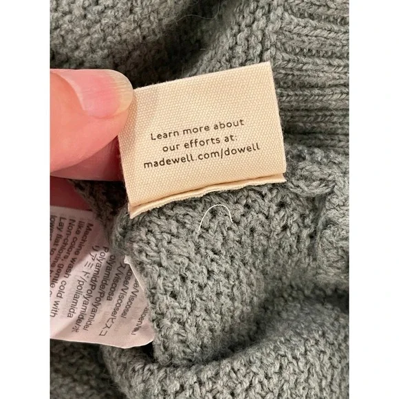 00127 - Madewell Off Grey-Green Waffle Knit High-Low Pullover Sweater S - Picture 10 of 11